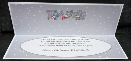 Crazy Christmas Puddings with presents TJ & EMILY large dl insert by Suzi Cooper
