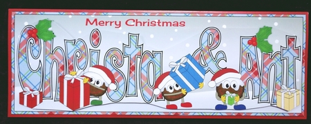 Crazy Christmas Puddings with presents CHRISTA & ANT large dl by Suzi Cooper