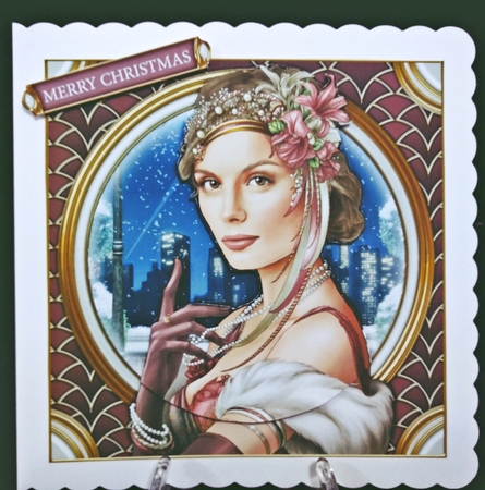 Art Deco Lady Christmas Athena 7x7 Dark Pink by Suzi Cooper