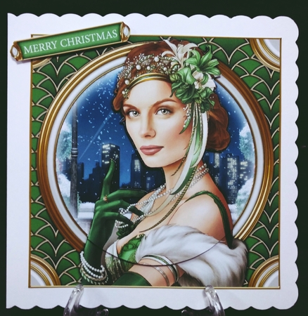 Art Deco Lady Christmas Athena 7x7 Green by Suzi Cooper