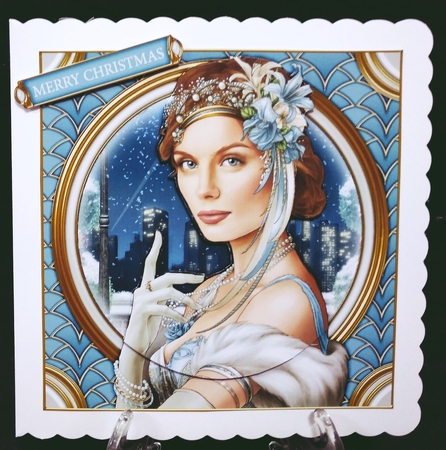 Art Deco Lady Christmas Athena 7x7 Light Blue by Suzi Cooper