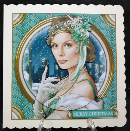Art Deco Lady Christmas Athena 7x7 Aqua by Suzi Cooper