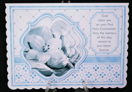 1st HOLY COMMUNION BLUE A5 Pyramage verse & Inserts Card Kit by Suzi Cooper