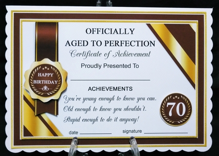 AGED TO PERFECTION Humorous A5 Certificate Age & Insert Card Kit by Suzi Cooper