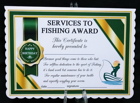 FISHING Humorous A5 Certificate & Ages Card Kit by Suzi Cooper
