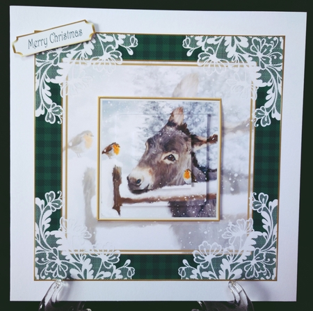 Christmas Vintage Donkey & Robins Lace Filigree Topper 2 by Suzi Cooper