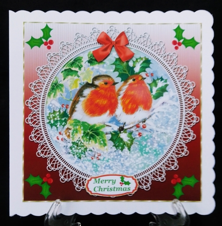 Red lace robin card front 1 by Suzi Cooper