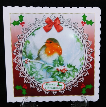 Red lace robin card front 7 by Suzi Cooper