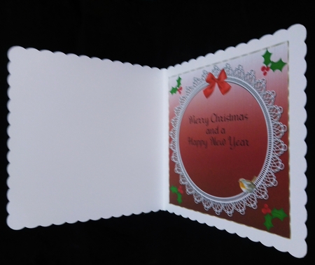 Red lace Christmas insert (blank) by Suzi Cooper
