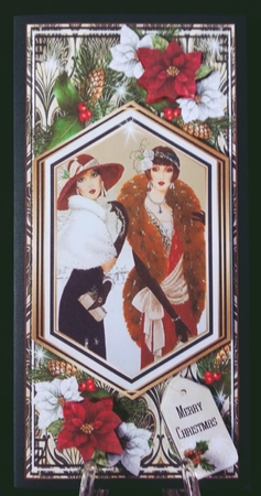 Bumper Kit of 4 Art Deco Christmas DL Card Fronts With Decoupage by Suzi Cooper