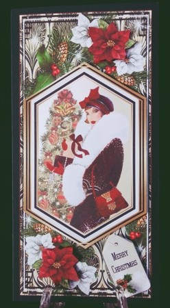 Bumper Kit of 4 Art Deco Christmas DL Card Fronts With Decoupage by Suzi Cooper