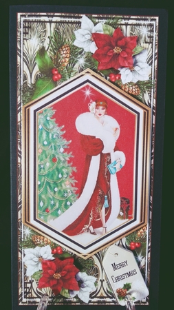 Bumper Kit of 4 Art Deco Christmas DL Card Fronts With Decoupage by Suzi Cooper