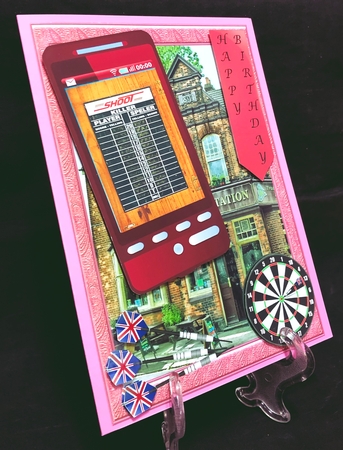 Darts Phone Card - Pink by Suzi Cooper