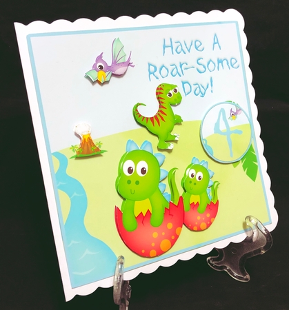 blue Dinosaur Mini card  kit #3 7x7 Ages 1-12 by Suzi Cooper