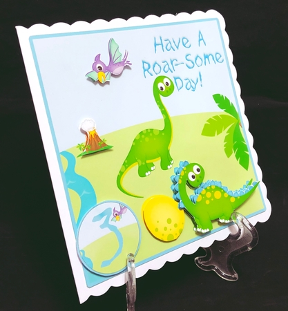 blue Dinosaur Mini card  kit #4 7x7 Ages 1-12 by Suzi Cooper