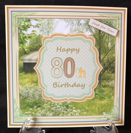 Happy 80th Birthday 8x8ins Decoupage Topper by Suzi Cooper