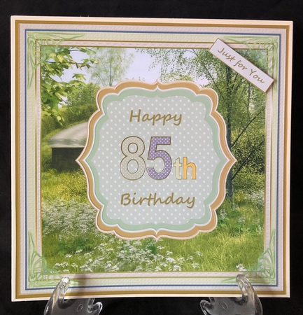 Happy 85th Birthday 8x8ins Decoupage Topper by Suzi Cooper