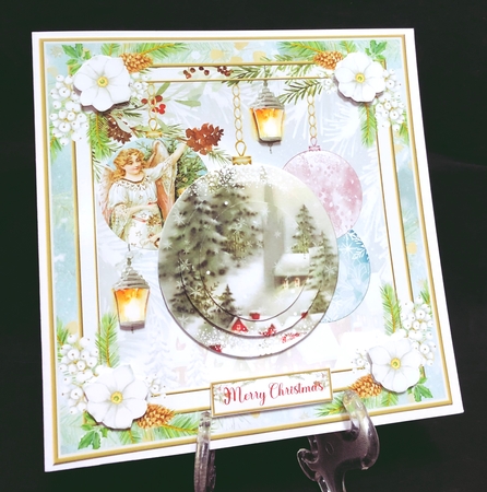 Christmas Vintage Baubles Decoupage 7x7ins Topper 2 by Suzi Cooper