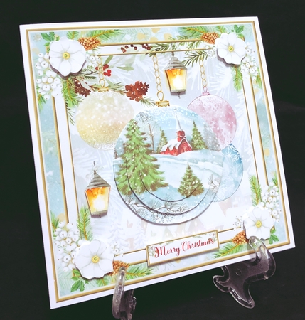 Christmas Vintage Baubles Decoupage 7x7ins Topper 3 by Suzi Cooper