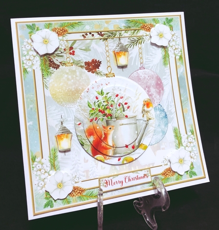 Christmas Vintage Baubles Decoupage 7x7ins Topper 4 by Suzi Cooper