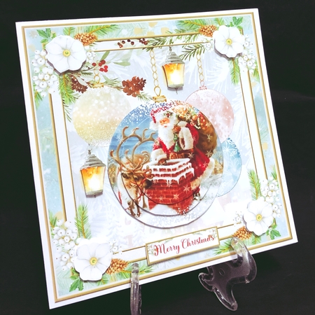 Christmas Vintage Baubles Decoupage 7x7ins Topper 6 by Suzi Cooper