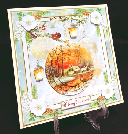 Christmas Vintage Baubles Decoupage 7x7ins Topper 7 by Suzi Cooper