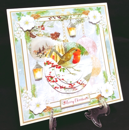 Christmas Vintage Baubles Decoupage 7x7ins Topper 8 by Suzi Cooper