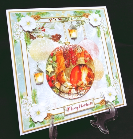 Christmas Vintage Baubles Decoupage 7x7ins Topper 10 by Suzi Cooper