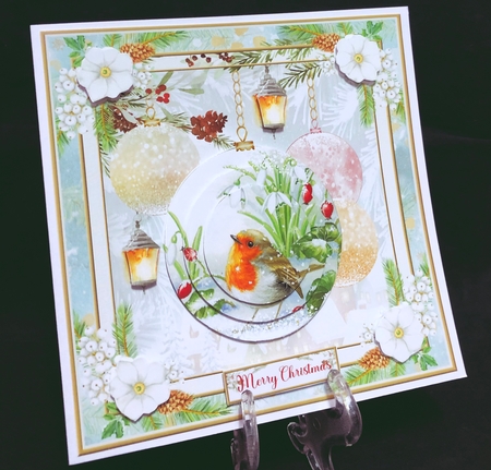 Christmas Vintage Baubles Decoupage 7x7ins Topper 11 by Suzi Cooper