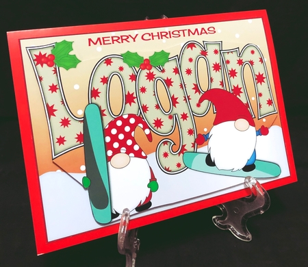Christmas Gnomes snowboarding LOGAN A5 by Suzi Cooper