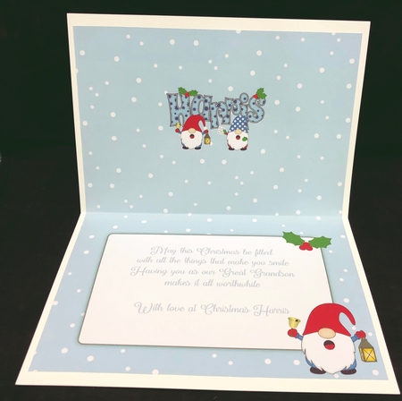 Carol singing Christmas Gnomes HARRIS A5 insert by Suzi Cooper