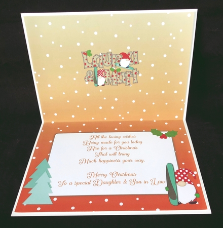 Christmas Gnomes snowboarding Laura & Matt A5 insert by Suzi Cooper