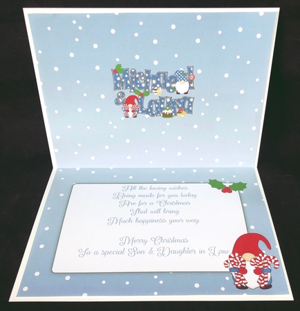 Christmas Gnomes with sweets Michael & Laura A5 insert by Suzi Cooper