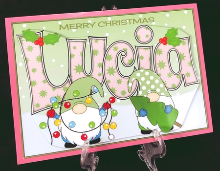 Christmas Gnomes with decorations LUCIA A5 by Suzi Cooper