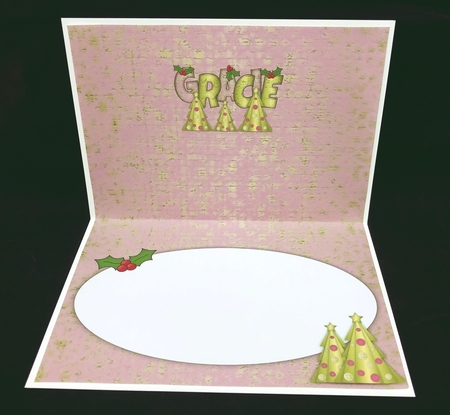 Buttons Christmas Trees II Great Granddaughter GRACIE a5 insert by Suzi Cooper