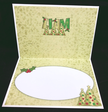 Buttons Christmas Trees II Great Grandson LIAM a5 insert by Suzi Cooper