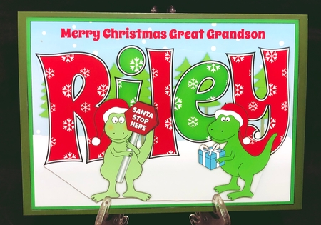 Christmas Dinosaurs Great Grandson RILEY a5 by Suzi Cooper