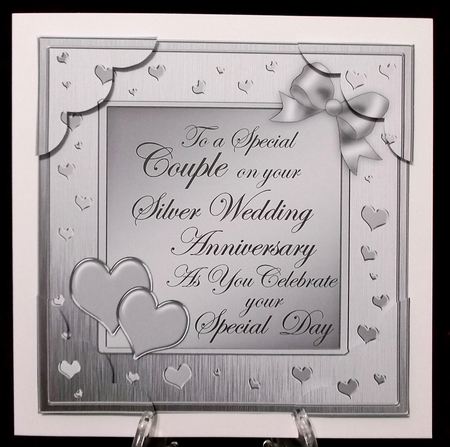 Silver Wedding Anniversary 8 x 8 Scalloped Corner Topper by Suzi Cooper