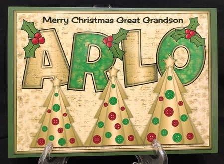 Buttons Christmas Trees II ARLO Great Grandson a5 by Suzi Cooper