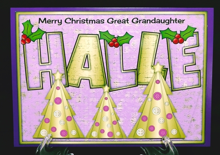 Buttons Christmas Trees II HALLE Great Grandaughter a5 by Suzi Cooper