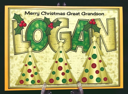 Buttons Christmas Trees II LOGAN Great Grandson a5 by Suzi Cooper