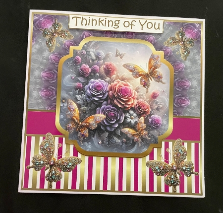 purple roses and gold butterflies by Suzi Cooper