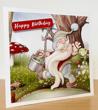 Fishing Gnome 2 7x7 Quick Card by Suzi Cooper