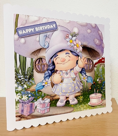 Maisie the Gnome Lilac 8x8 Quick Card by Suzi Cooper
