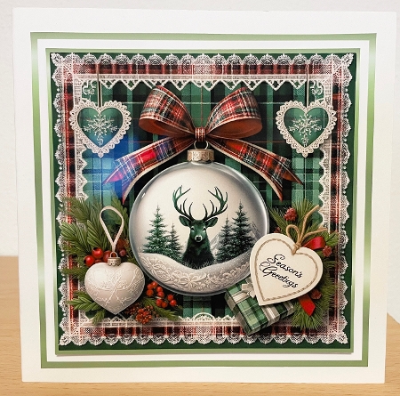 snowscene stag bauble 1 by Suzi Cooper
