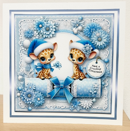 blue cracking christmas giraffes by Suzi Cooper