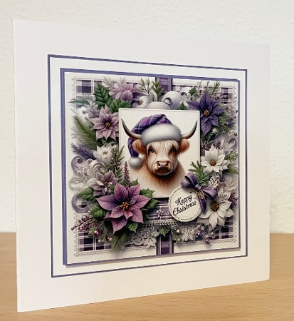 Highland coo purple christmas 2 by Suzi Cooper