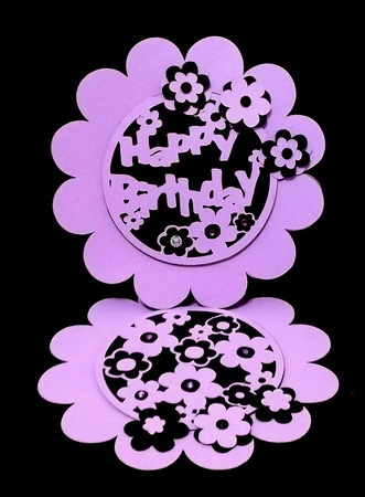 Circle Scallop Easel Card - Happy Birthday - Silhouette by Suzi Cooper