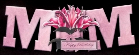 Pink Lilies Mum Large Dl Standalone Word Card by Suzi Cooper
