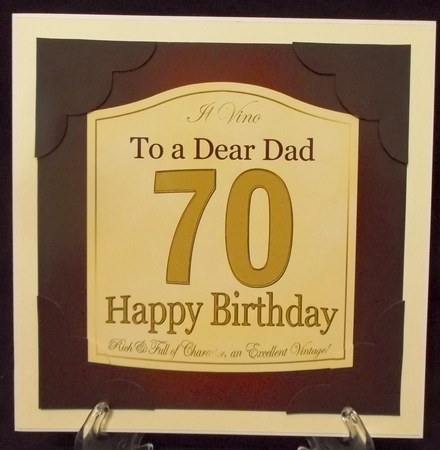 8 x 8 70th Birthday Dad Wine Label Scalloped Corner Topper by Suzi Cooper